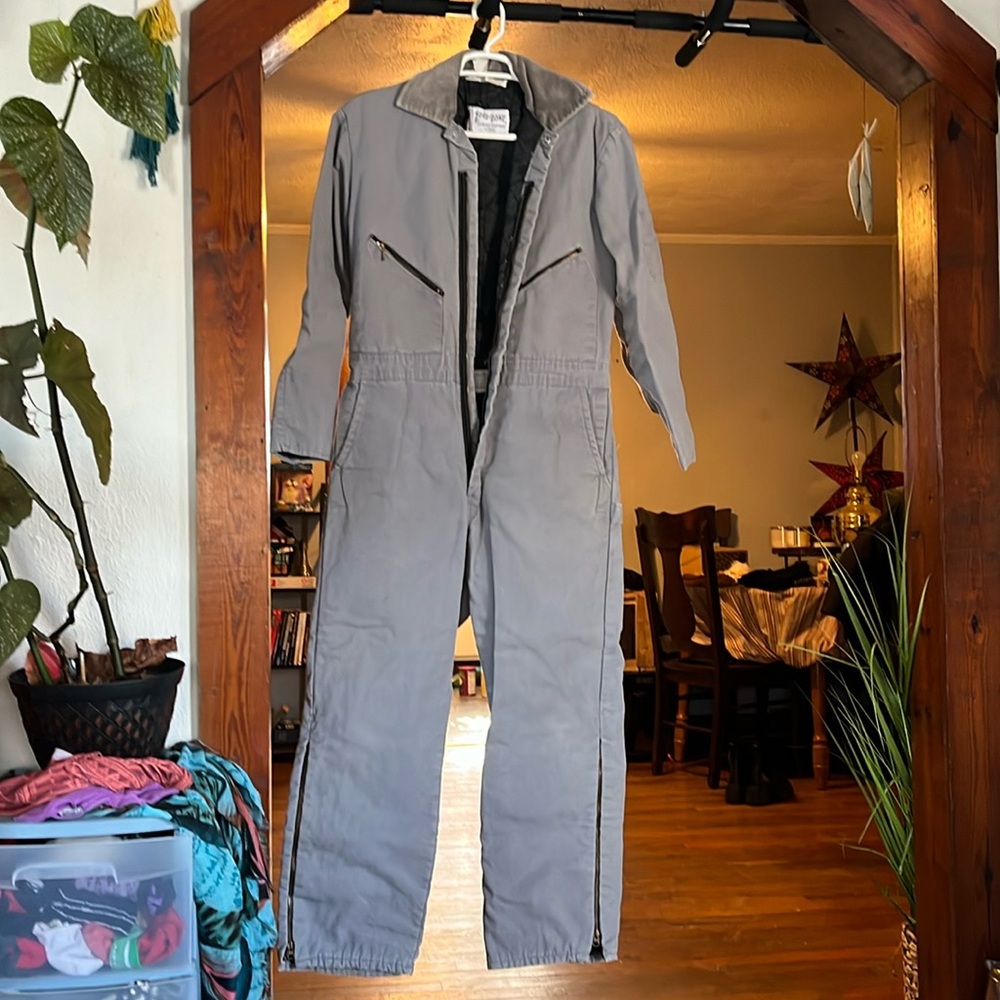 Grey Corduroy quilted coveralls